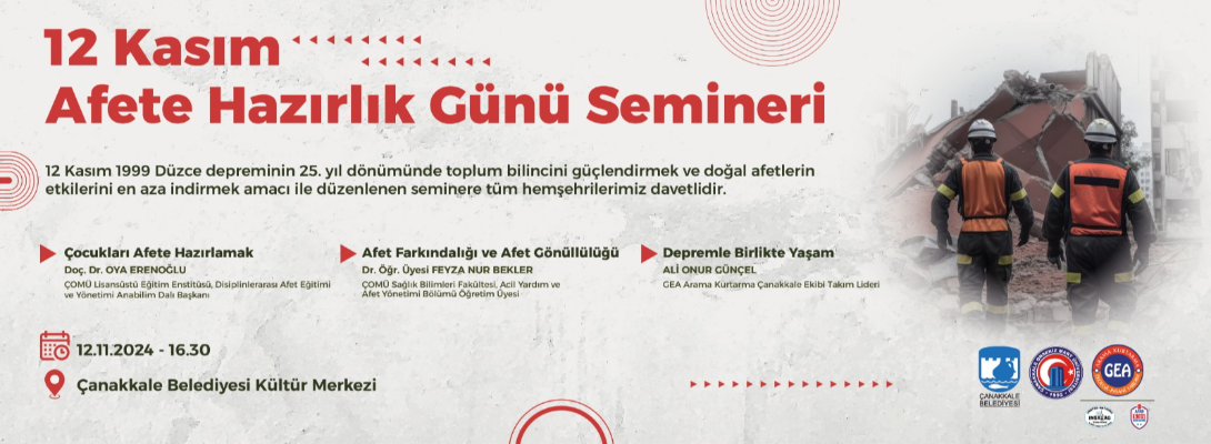 Afete Hazırlık Günü Seminerine Davetlisiniz