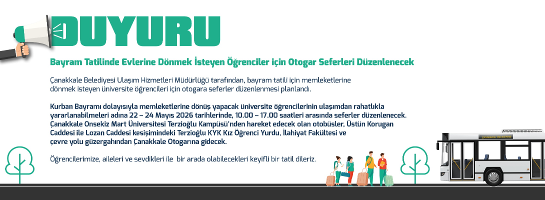 Bayram Tatilinde Evlerine Dönmek İsteyen Öğrenciler için Otogar Seferleri Düzenlenecek