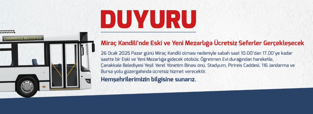 Miraç Kandili'nde Eski ve Yeni Mezarlığa Ücretsiz Seferler Gerçekleşecek