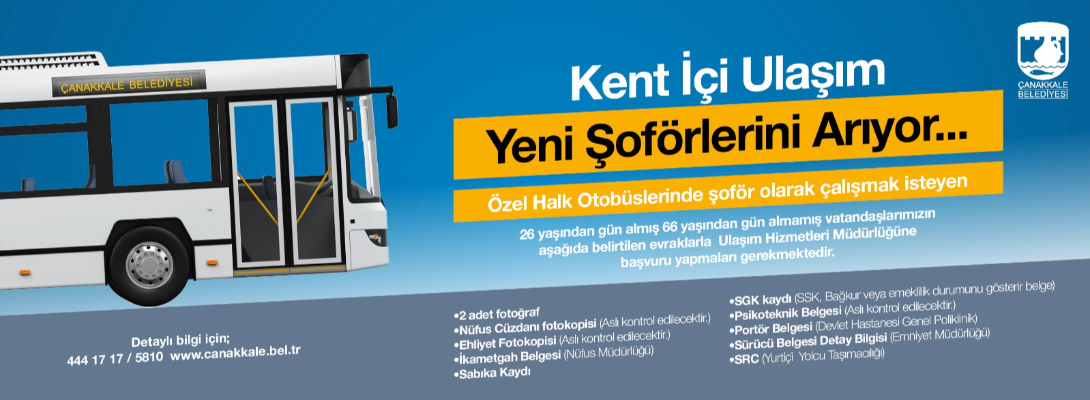 Kent İçi Ulaşım Yeni Şoförlerini Arıyor...